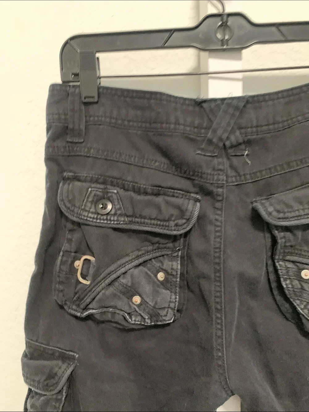 Y2K Request Jeans Black Cargo Utility Goth Shorts